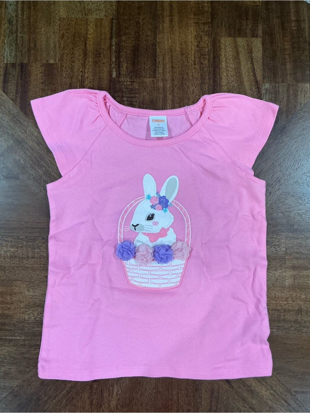Gymboree 4T Pink Bunny Appliqué Girls' Tee